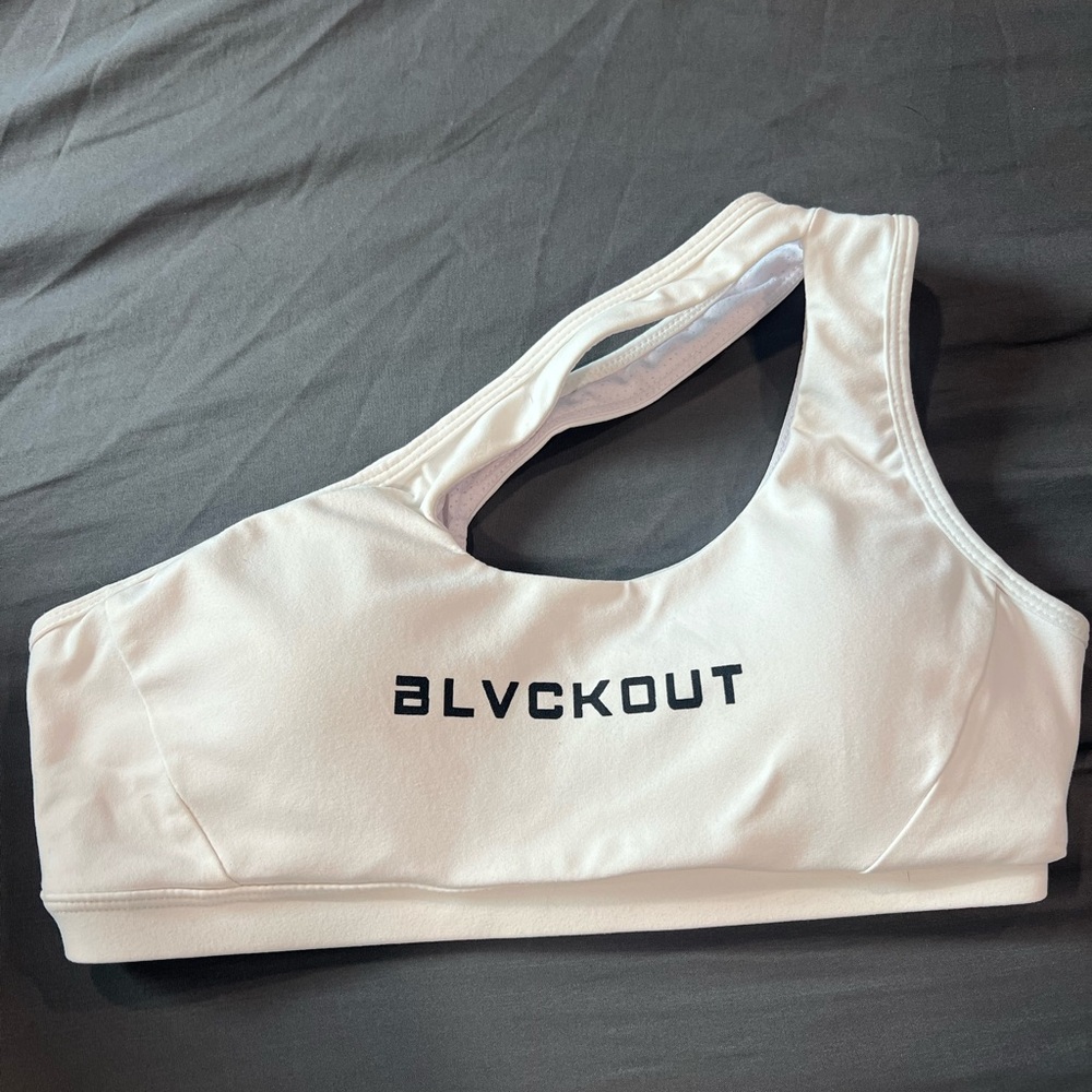 White Asymmetric Sports Bra